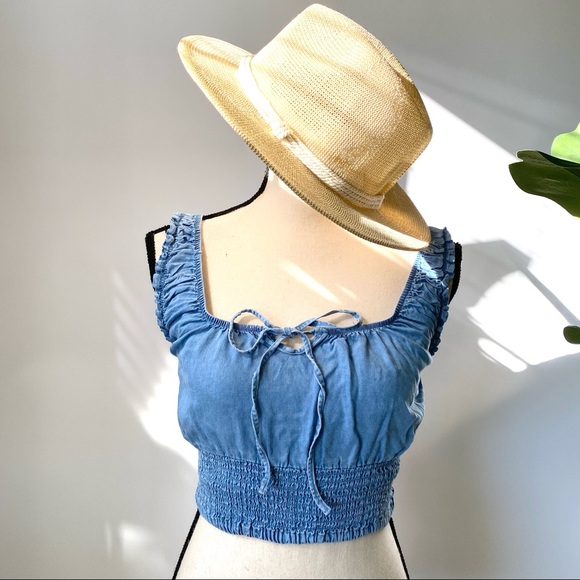 Just In! VALENTINA• Blue Ruffle Crop Top - Picture 2 of 11